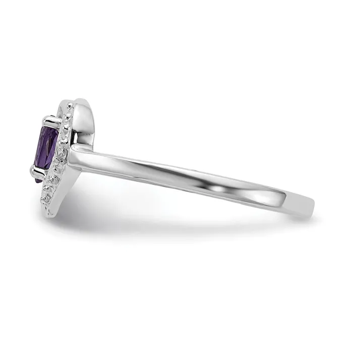 Goldia Rings Solid 14k White Gold 5x3mm Pear Simulated Amethyst A CZ Ring