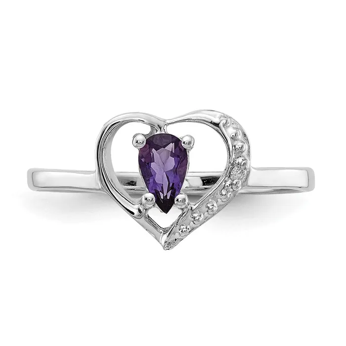 Goldia Rings Solid 14k White Gold 5x3mm Pear Simulated Amethyst A CZ Ring
