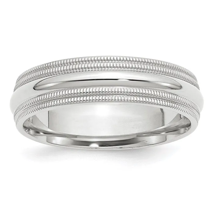 Goldia Rings Solid 14K White Gold 6mm Double Milgrain Comfort Fit MensWomens Wedding Band Ring Size 7 Goldia Rings Solid 14K White Gold 6mm Double Milgrain Comfort Fit MensWomens Wedding Band Ring Size 7