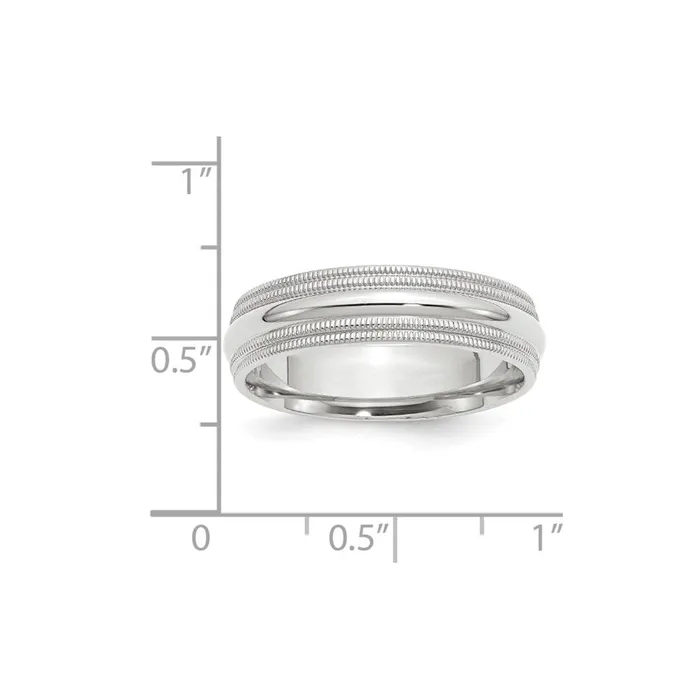 Goldia Rings Solid 14K White Gold 6mm Double Milgrain Comfort Fit MensWomens Wedding Band Ring Size 95 Goldia Rings Solid 14K White Gold 6mm Double Milgrain Comfort Fit MensWomens Wedding Band Ring Size 95