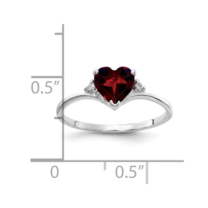 Goldia Rings Solid 14k White Gold 6mm Heart Simulated Garnet A CZ Ring