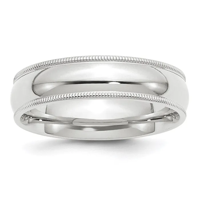 Goldia Rings Solid 14K White Gold 6mm Milgrain Comfort Fit MensWomens Wedding Band Ring Size 6 Goldia Rings Solid 14K White Gold 6mm Milgrain Comfort Fit MensWomens Wedding Band Ring Size 6