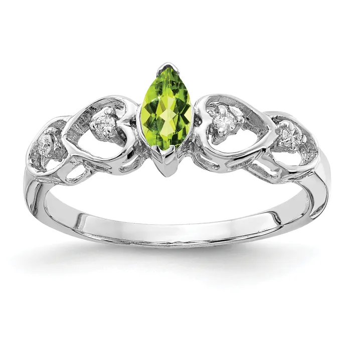 Goldia Rings Solid 14k White Gold 6x3mm Marquise Simulated Peridot VS CZ Ring Goldia Rings Solid 14k White Gold 6x3mm Marquise Simulated Peridot VS CZ Ring