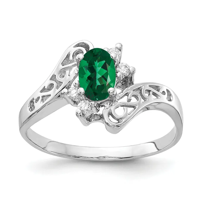 Goldia Rings Solid 14k White Gold 6x4mm Oval Mount St Helens AA Simulated CZ Ring Goldia Rings Solid 14k White Gold 6x4mm Oval Mount St Helens AA Simulated CZ Ring
