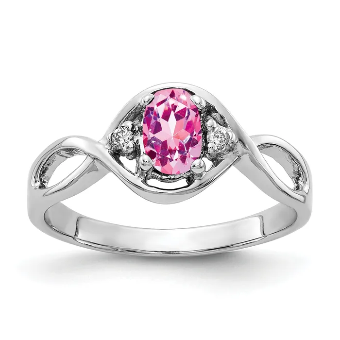 Goldia Rings Solid 14k White Gold 6x4mm Oval PinK Simulated Sapphire AAA CZ Ring Goldia Rings Solid 14k White Gold 6x4mm Oval PinK Simulated Sapphire AAA CZ Ring