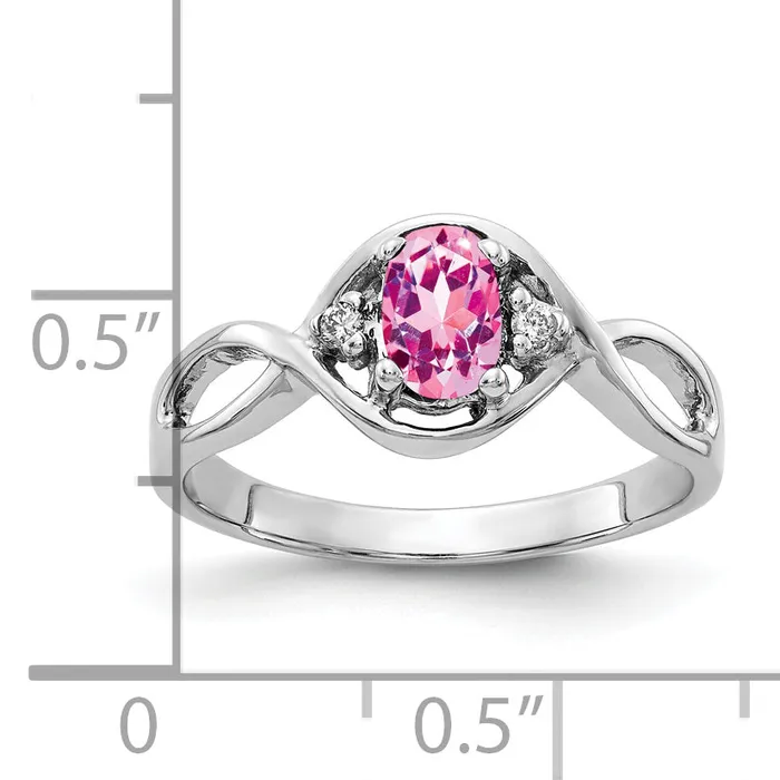 Goldia Rings Solid 14k White Gold 6x4mm Oval PinK Simulated Sapphire AAA CZ Ring