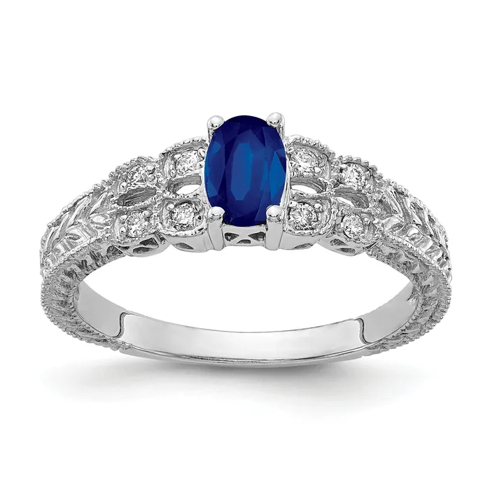 Goldia Rings Solid 14k White Gold 6x4mm Oval Simulated Sapphire AAA CZ Ring Goldia Rings Solid 14k White Gold 6x4mm Oval Simulated Sapphire AAA CZ Ring