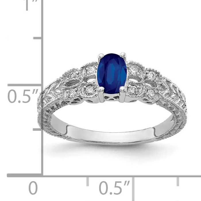 Goldia Rings Solid 14k White Gold 6x4mm Oval Simulated Sapphire AAA CZ Ring
