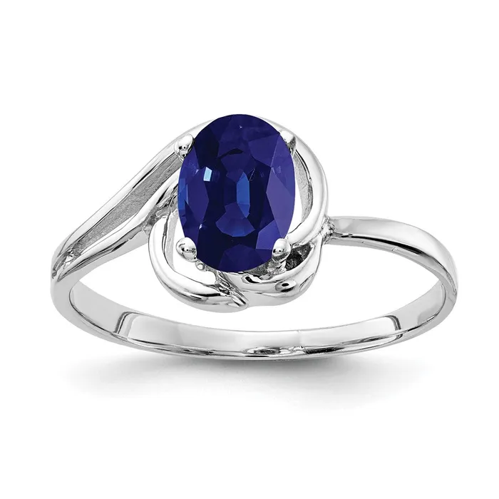 Goldia Rings Solid 14k White Gold 7x5mm Oval Simulated Sapphire Ring