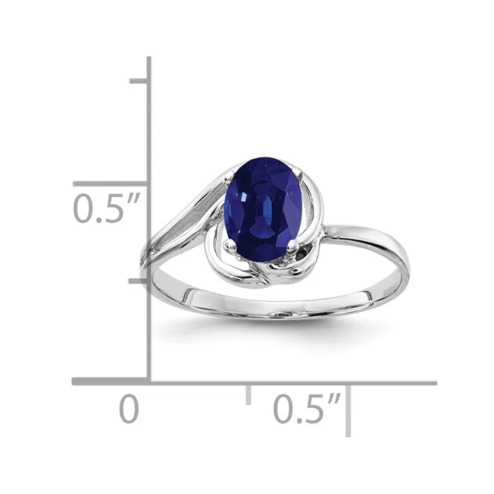 Goldia Rings Solid 14k White Gold 7x5mm Oval Simulated Sapphire Ring