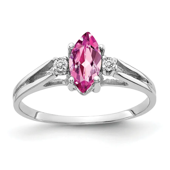 Goldia Rings Solid 14k White Gold 8x4mm Marquise PinK Simulated Sapphire AA CZ Ring Goldia Rings Solid 14k White Gold 8x4mm Marquise PinK Simulated Sapphire AA CZ Ring