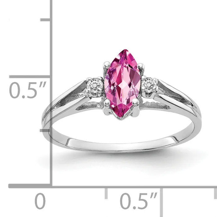 Goldia Rings Solid 14k White Gold 8x4mm Marquise PinK Simulated Sapphire AA CZ Ring