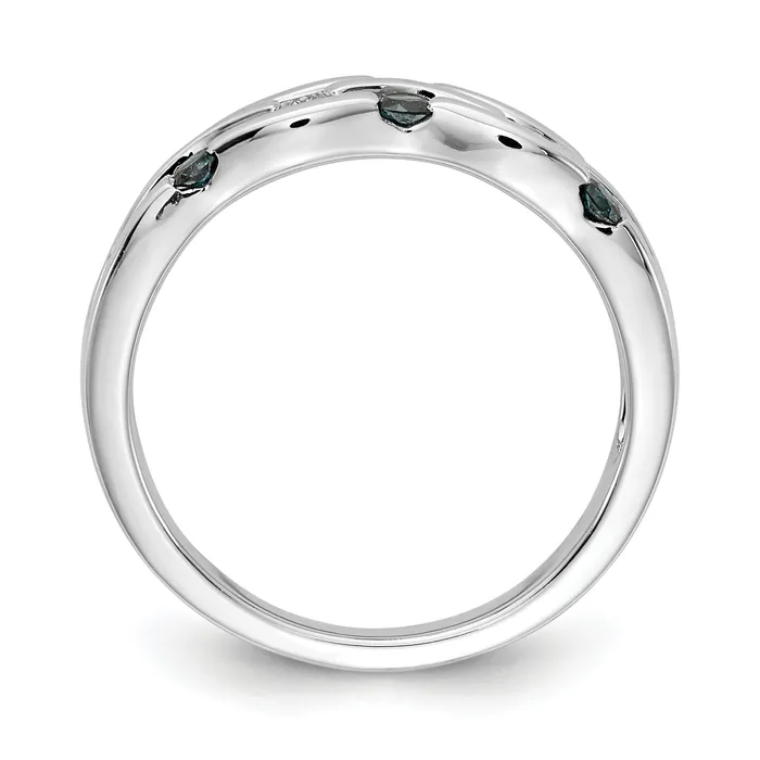 Goldia Rings Solid 14k White Gold BlueWhite Simulated CZ Wavy Ring