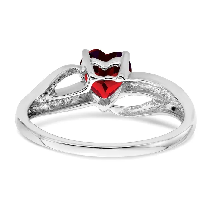 Goldia Rings Solid 14k White Gold Created Simulated Ruby and CZ Heart Ring