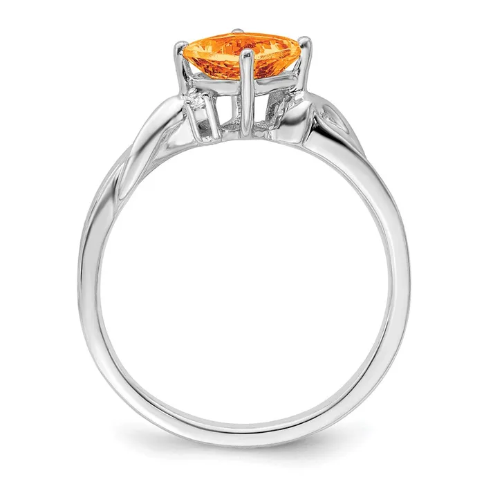 Goldia Rings Solid 14k White Gold Cushion Simulated Citrine and CZ Ring