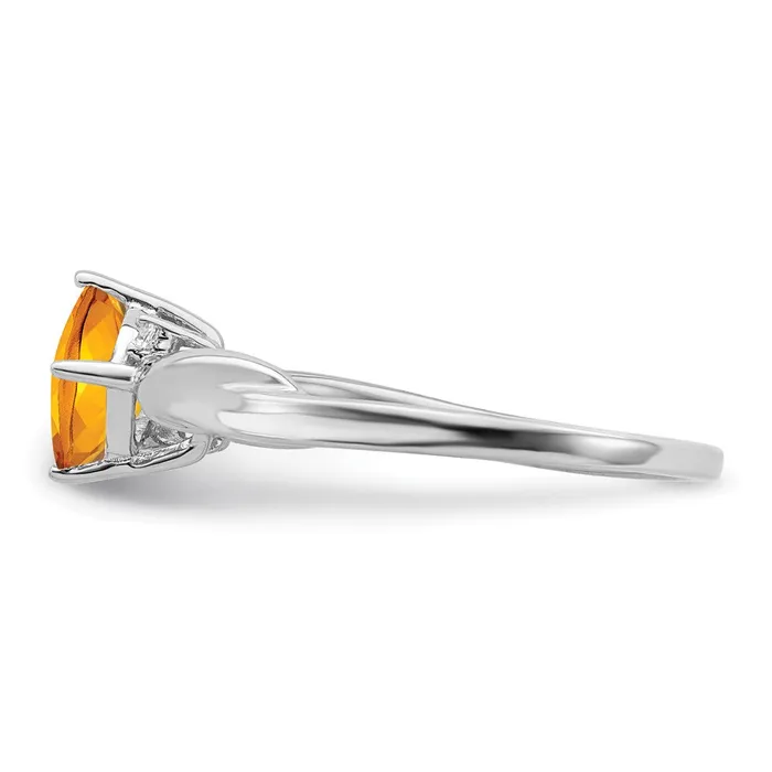 Goldia Rings Solid 14k White Gold Cushion Simulated Citrine and CZ Ring