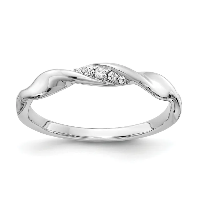 Goldia Rings Solid 14k White Gold Simulated CZ Fancy Twist Ring