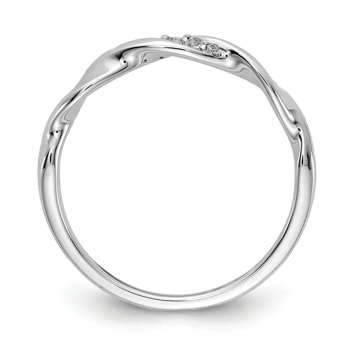 Goldia Rings Solid 14k White Gold Simulated CZ Fancy Twist Ring
