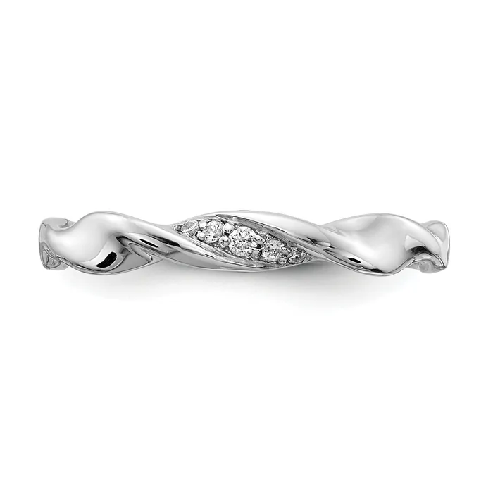 Goldia Rings Solid 14k White Gold Simulated CZ Fancy Twist Ring