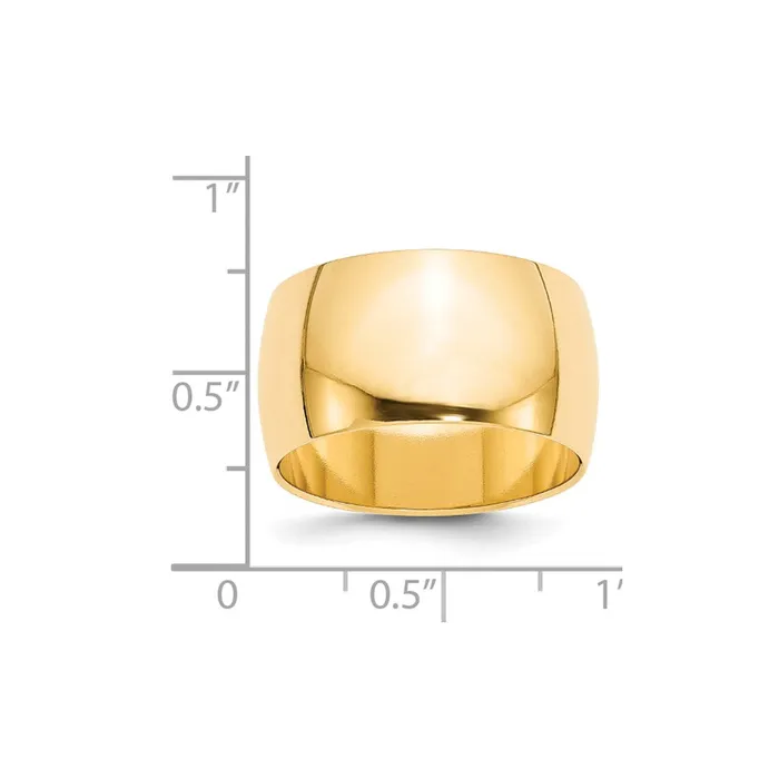 Goldia Rings Solid 14K Yellow Gold 12mm Half Round MensWomens Wedding Band Ring Size 4 Goldia Rings Solid 14K Yellow Gold 12mm Half Round MensWomens Wedding Band Ring Size 4