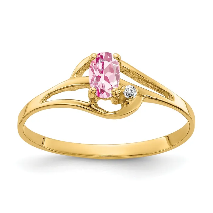 Goldia Rings Solid 14k Yellow Gold 5x3mm Oval Simulated Pink Tourmaline A CZ Ring Goldia Rings Solid 14k Yellow Gold 5x3mm Oval Simulated Pink Tourmaline A CZ Ring