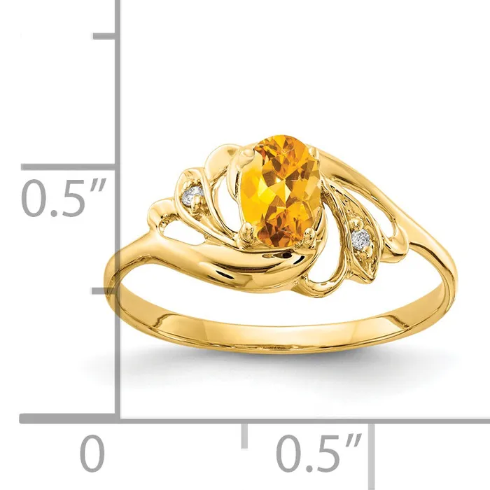 Goldia Rings Solid 14k Yellow Gold 6x4mm Oval Simulated Citrine AA CZ Ring