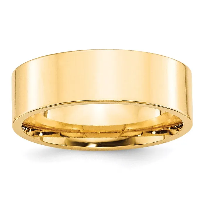 Goldia Rings Solid 14K Yellow Gold 7mm Standard Flat Comfort Fit MensWomens Wedding Band Ring Size 10 Goldia Rings Solid 14K Yellow Gold 7mm Standard Flat Comfort Fit MensWomens Wedding Band Ring Size 10