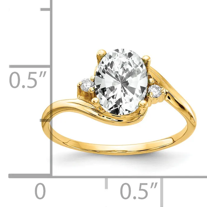 Goldia Rings Solid 14k Yellow Gold 8x6mm Oval Cubic Zirconia AAA Simulated CZ Ring