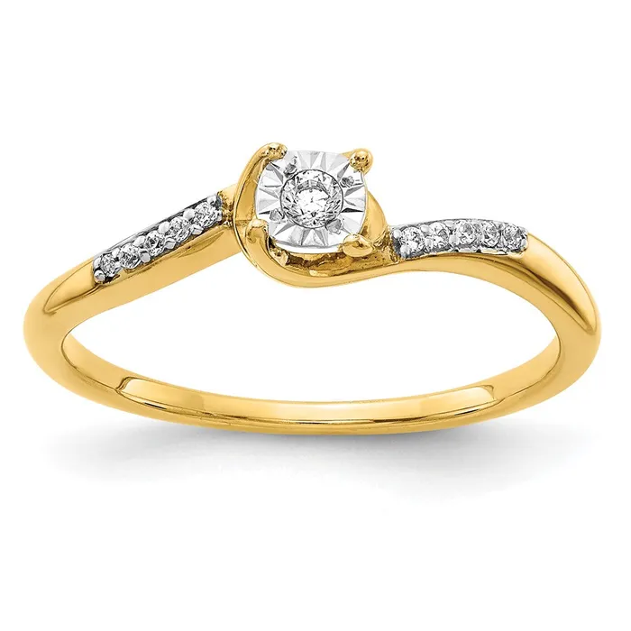 Goldia Rings Solid 14k Yellow Gold Simulated CZ Bypass Ring
