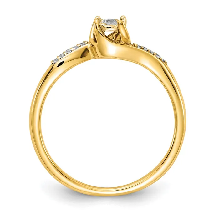 Goldia Rings Solid 14k Yellow Gold Simulated CZ Bypass Ring