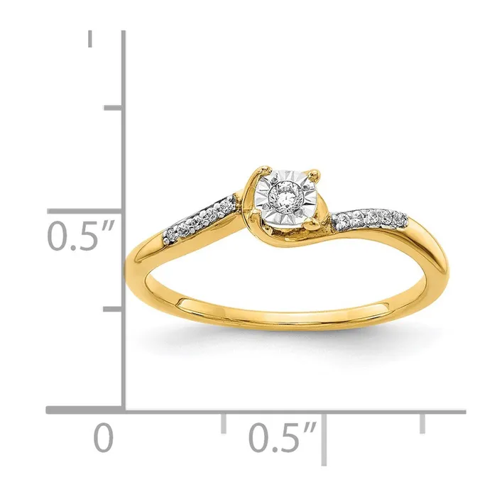 Goldia Rings Solid 14k Yellow Gold Simulated CZ Bypass Ring