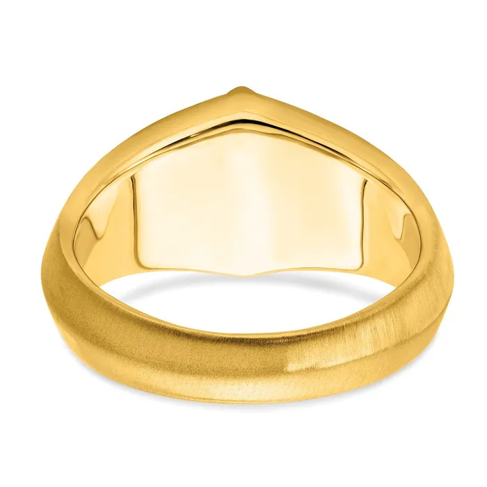 Goldia Rings Solid 14k Yellow Gold Simulated Onyx and CZ Satin Mens Ring