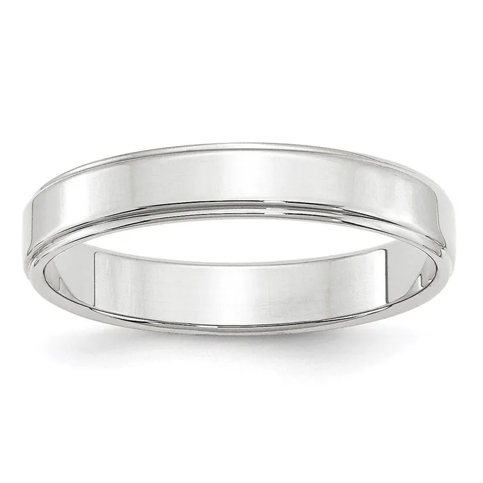 Goldia Rings Solid 18K White Gold 4mm Flat with Step Edge MensWomens Wedding Band Ring Size 65 Goldia Rings Solid 18K White Gold 4mm Flat with Step Edge MensWomens Wedding Band Ring Size 65
