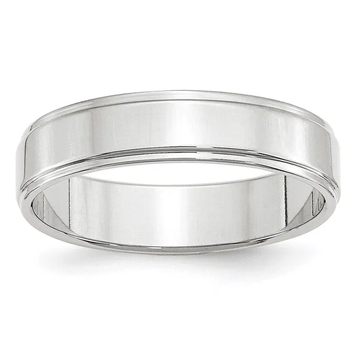 Goldia Rings Solid 18K White Gold 5mm Flat with Step Edge MensWomens Wedding Band Ring Size 105 Goldia Rings Solid 18K White Gold 5mm Flat with Step Edge MensWomens Wedding Band Ring Size 105