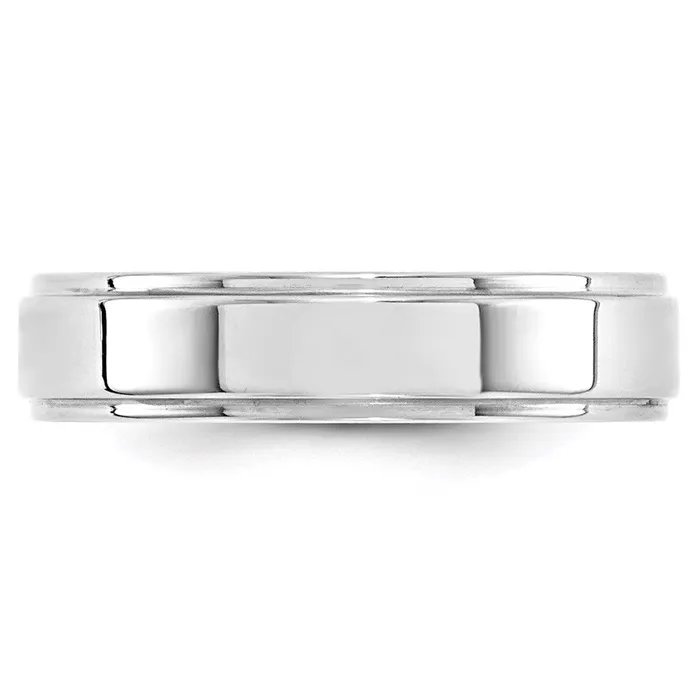 Goldia Rings Solid 18K White Gold 5mm Flat with Step Edge MensWomens Wedding Band Ring Size 105 Goldia Rings Solid 18K White Gold 5mm Flat with Step Edge MensWomens Wedding Band Ring Size 105