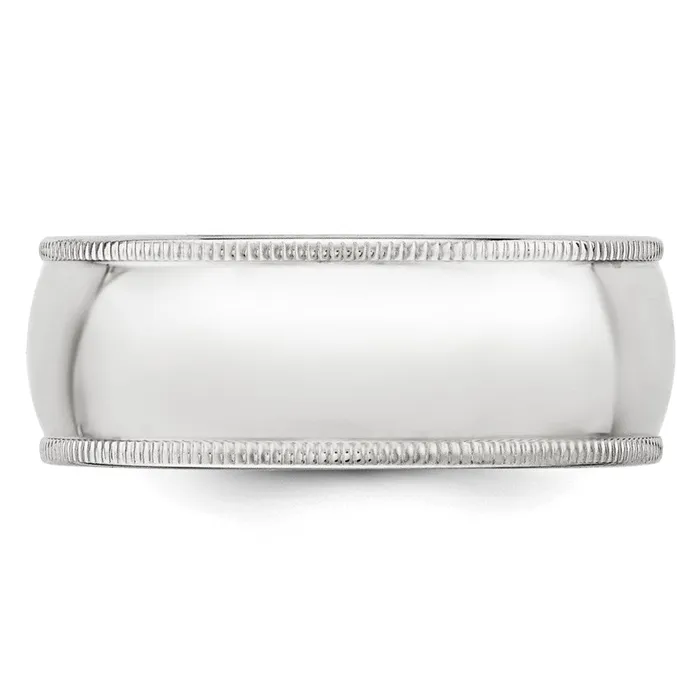 Goldia Rings Solid 18K White Gold 8mm Milgrain Half Round MensWomens Wedding Band Ring Size 65 Goldia Rings Solid 18K White Gold 8mm Milgrain Half Round MensWomens Wedding Band Ring Size 65