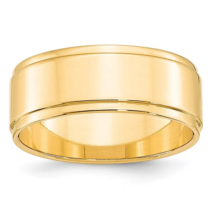 Goldia Rings Solid 18K Yellow Gold 8mm Flat with Step Edge MensWomens Wedding Band Ring Size 45 Goldia Rings Solid 18K Yellow Gold 8mm Flat with Step Edge MensWomens Wedding Band Ring Size 45
