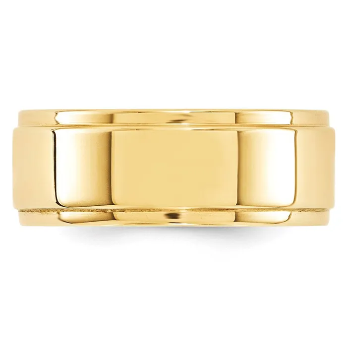 Goldia Rings Solid 18K Yellow Gold 8mm Flat with Step Edge MensWomens Wedding Band Ring Size 45 Goldia Rings Solid 18K Yellow Gold 8mm Flat with Step Edge MensWomens Wedding Band Ring Size 45