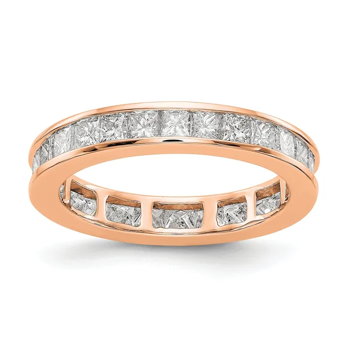 Goldia Rings Solid Real 14k Rose Gold Polished 2ct Princess Channel Set CZ Eternity Wedding Band Ring Goldia Rings Solid Real 14k Rose Gold Polished 2ct Princess Channel Set CZ Eternity Wedding Band Ring
