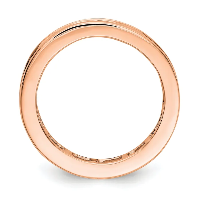 Goldia Rings Solid Real 14k Rose Gold Polished 2ct Princess Channel Set CZ Eternity Wedding Band Ring