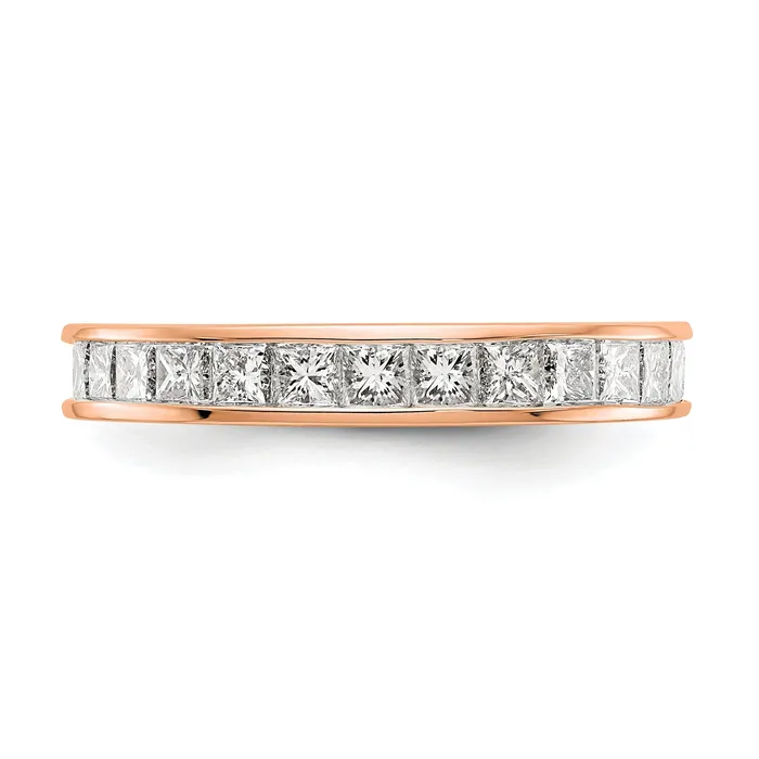 Goldia Rings Solid Real 14k Rose Gold Polished 2ct Princess Channel Set CZ Eternity Wedding Band Ring
