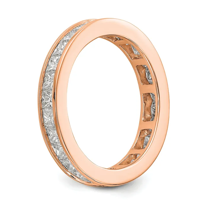 Goldia Rings Solid Real 14k Rose Gold Polished 2ct Princess Channel Set CZ Eternity Wedding Band Ring