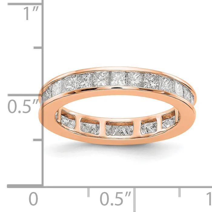 Goldia Rings Solid Real 14k Rose Gold Polished 2ct Princess Channel Set CZ Eternity Wedding Band Ring