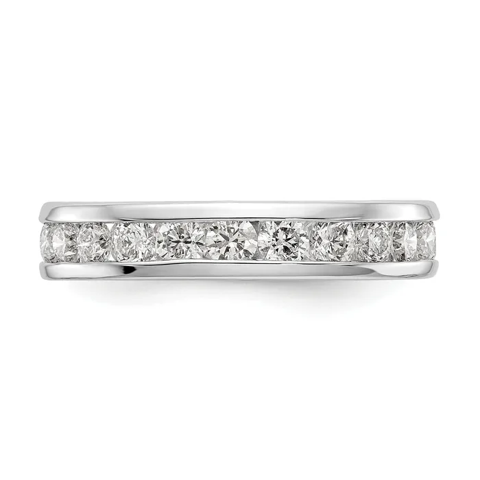 Goldia Rings Solid Real 14k White Gold Polished 2ct Channel Set CZ Eternity Wedding Band Ring