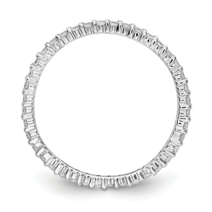 Goldia Rings Solid Real 14k White Gold Polished Shared Prong 12ct CZ Eternity Wedding Band Ring