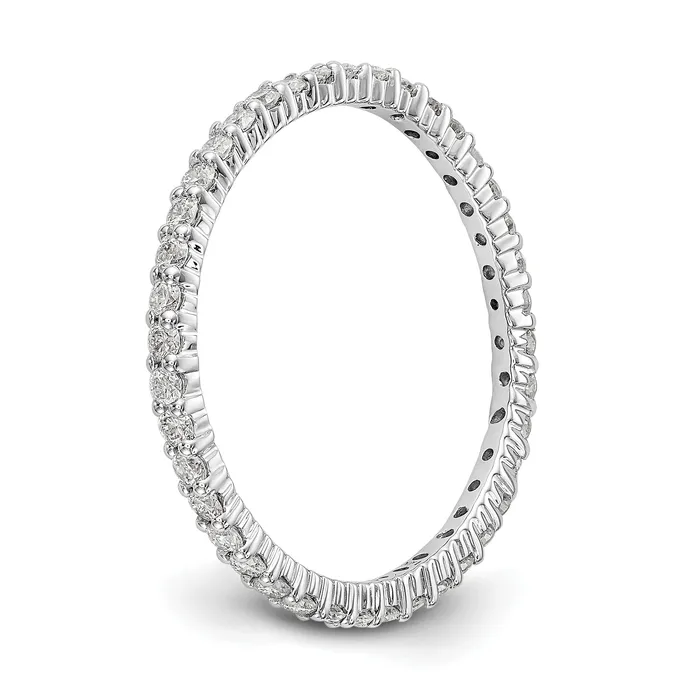 Goldia Rings Solid Real 14k White Gold Polished Shared Prong 12ct CZ Eternity Wedding Band Ring