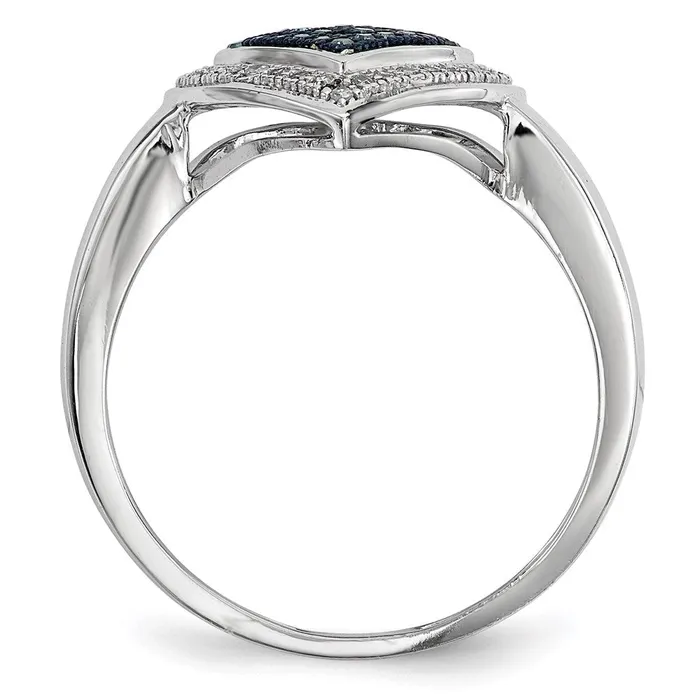 Goldia Rings Sterling Silver Blue and White Diamond Heart Ring
