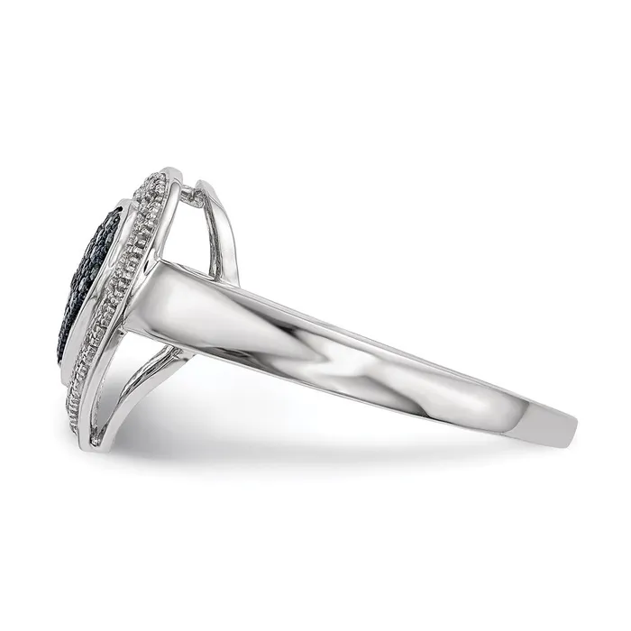 Goldia Rings Sterling Silver Blue and White Diamond Heart Ring