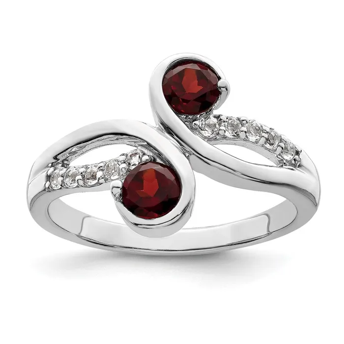 Goldia Rings Sterling Silver Rhodplated 8tw Garnet u0026 White Topaz Swirl Ring Goldia Rings Sterling Silver Rhodplated 8tw Garnet u0026 White Topaz Swirl Ring