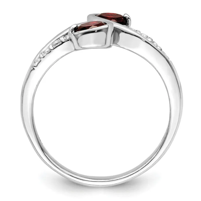 Goldia Rings Sterling Silver Rhodplated 8tw Garnet u0026 White Topaz Swirl Ring